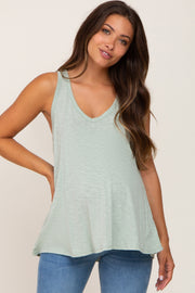 Light Olive V-Neck Hi-Low Maternity Tank Top