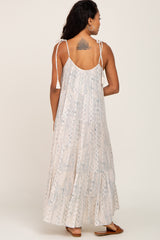 Taupe Printed Tiered Maxi Dress