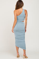 Jade One Shoulder Cutout Ruched Midi Dress