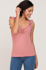 Mauve Sweetheart Neckline Maternity Top