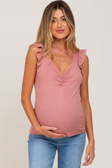 Mauve Sweetheart Neckline Maternity Top