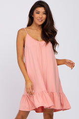 Light Pink Ruffle Hemp Swing Dress