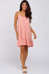 Light Pink Ruffle Hemp Swing Dress