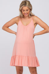 Light Pink Ruffle Hem Maternity Swing Dress