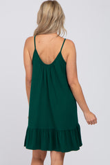 Green Ruffle Hem Maternity Swing Dress