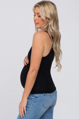 Black Ribbed Fitted Maternity Top