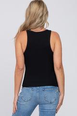 Black Ribbed Fitted Maternity Top