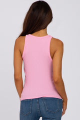 Pink Ribbed Fitted Top