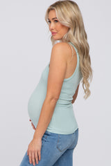 Mint Ribbed Fitted Maternity Top