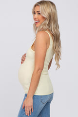 Yellow Ribbed V-Neck Maternity Tank Top