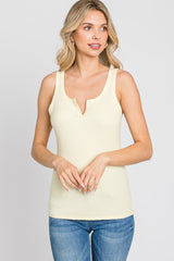 Yellow Ribbed V-Neck Tank Top