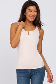 Light Pink Ribbed V-Neck Tank Top