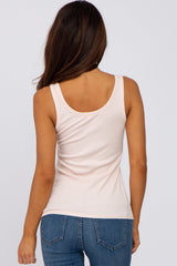 Light Pink Ribbed V-Neck Tank Top