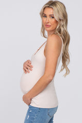 Light Pink Ribbed V-Neck Maternity Tank Top