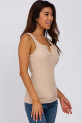 Mocha Ribbed V-Neck Tank Top