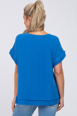 Blue Linen Maternity Blouse