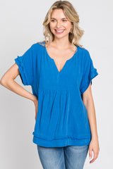 Blue Linen Blouse