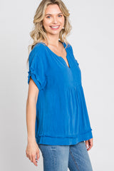 Blue Linen Blouse