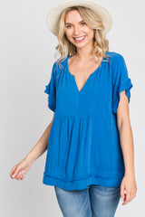 Blue Linen Blouse