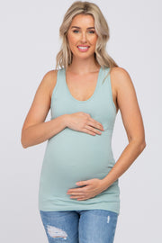 Dusty Aqua Fitted Maternity Tank Top