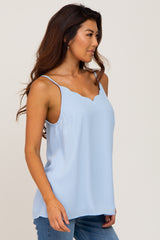 Light Blue Scallop Neckline Blouse