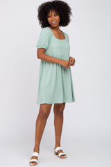 Mint Ribbed Short Sleeve Dress