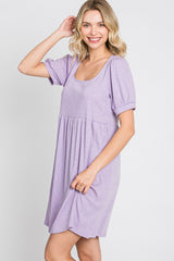 Lavender Ribbed Short Sleeve Dress