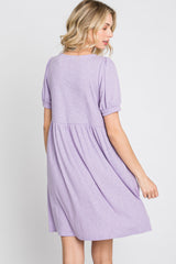 Lavender Ribbed Short Sleeve Dress