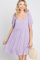 Lavender Ribbed Short Sleeve Dress