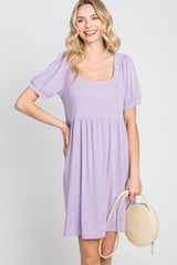 Lavender Ribbed Short Sleeve Dress