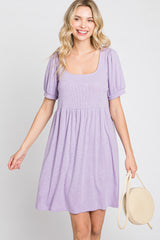 Lavender Ribbed Short Sleeve Dress