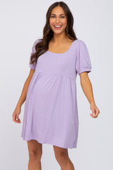 Lavender Ribbed Short Sleeve Maternity Dress