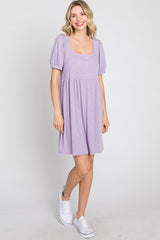 Lavender Ribbed Short Sleeve Dress