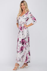 Cream Floral Wrap Maxi Dress