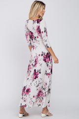 Cream Floral Wrap Maxi Dress