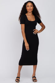 Black Fitted Midi Dress