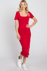 Red Fitted Midi Dress