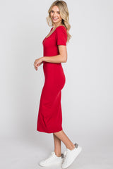 Red Fitted Midi Dress