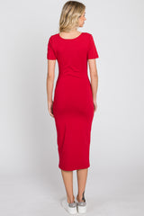 Red Fitted Midi Dress