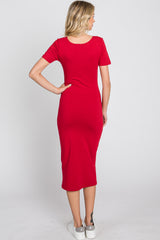 Red Fitted Midi Dress