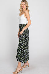 Black Floral Hi Low Ruffle Skirt