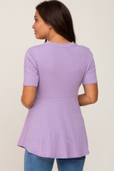 PinkBlush Lavender Ribbed Button Accent Maternity Blouse