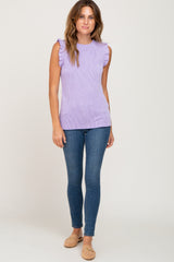 Lavender Ribbed Ruffle Tank Top