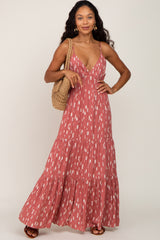 Mauve Printed Sleeveless Tiered Maxi Dress