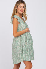 Light Green Floral Eyelet Maternity Dress