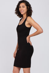 Black Square Neck Fitted Dress