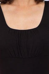 Black Square Neck Fitted Dress