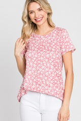 Mauve Floral Short Sleeve Top