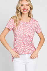 Mauve Floral Short Sleeve Top