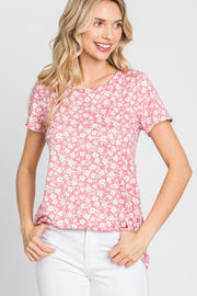 Mauve Floral Short Sleeve Top